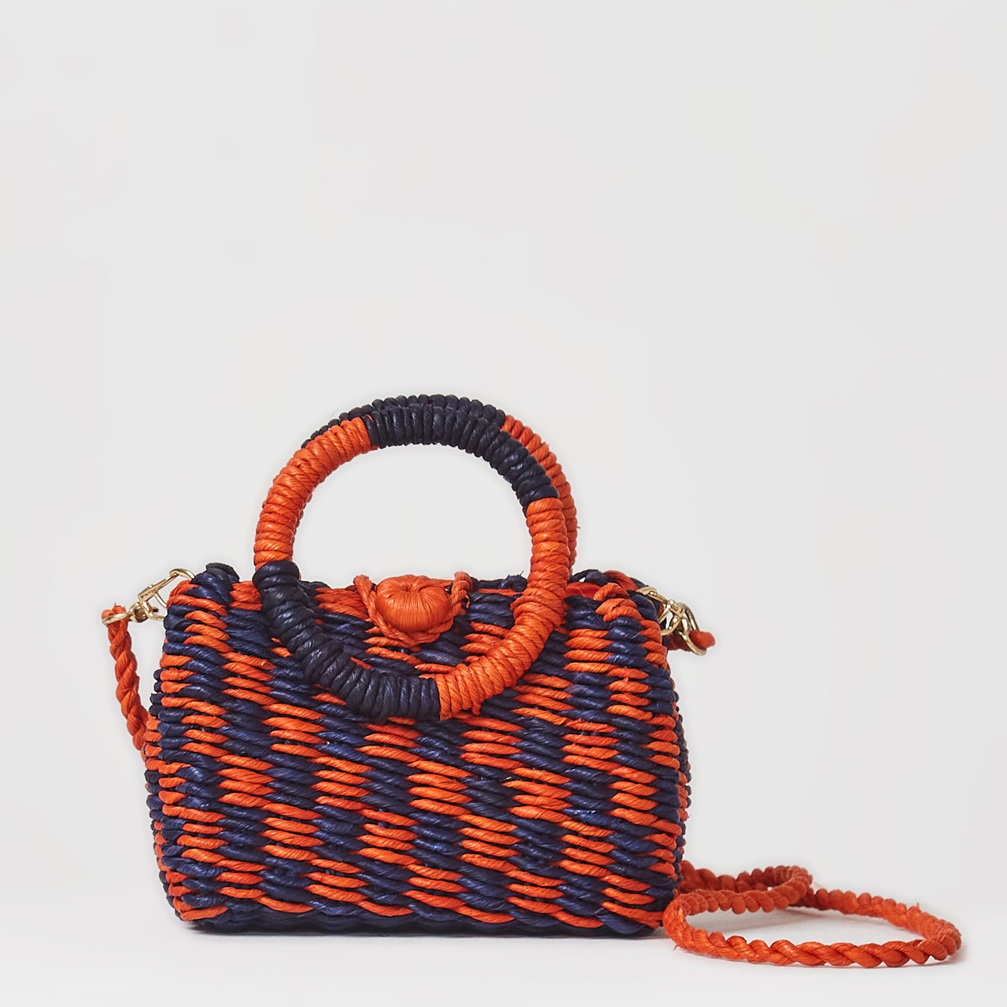 Kaya Straw Navy Blue with Orange