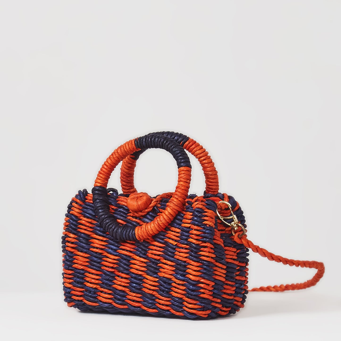 Kaya Straw Navy Blue with Orange