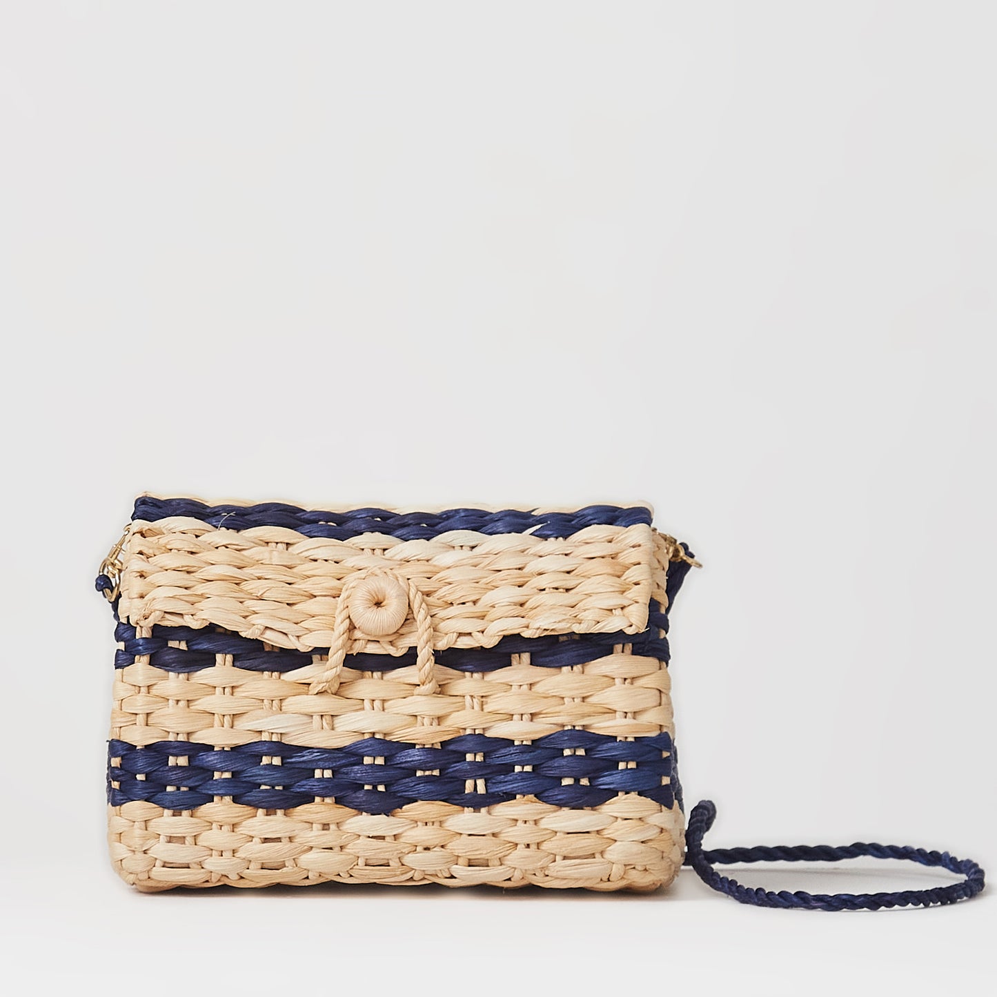 Raw Caraíva Straw with Navy Blue