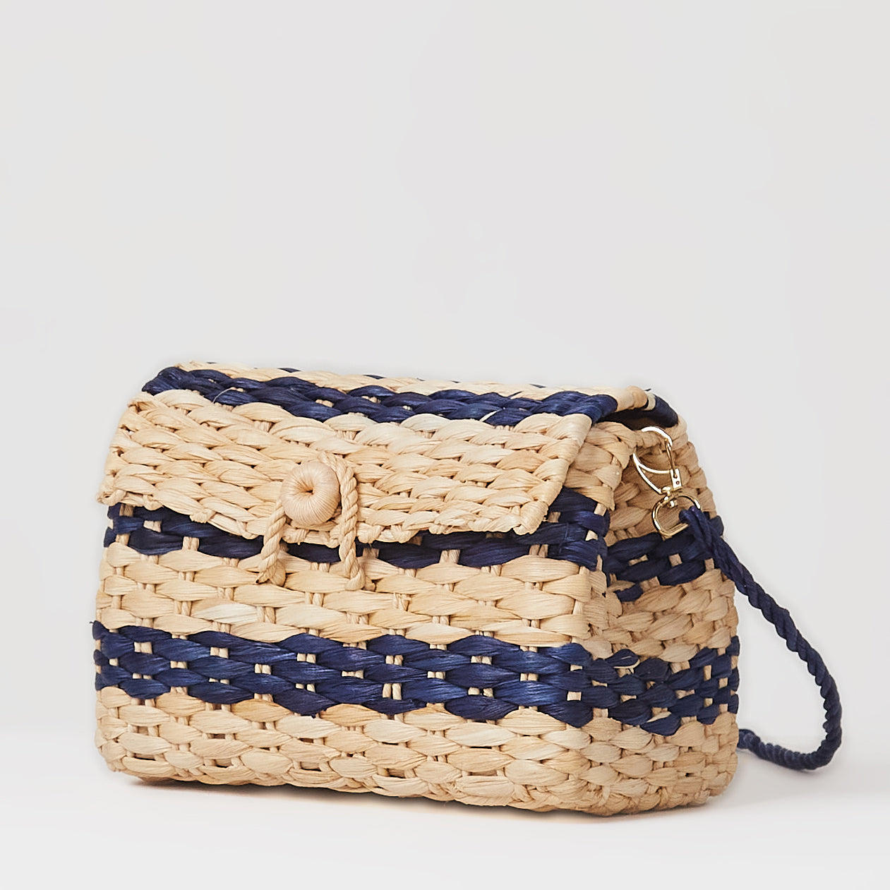 Raw Caraíva Straw with Navy Blue