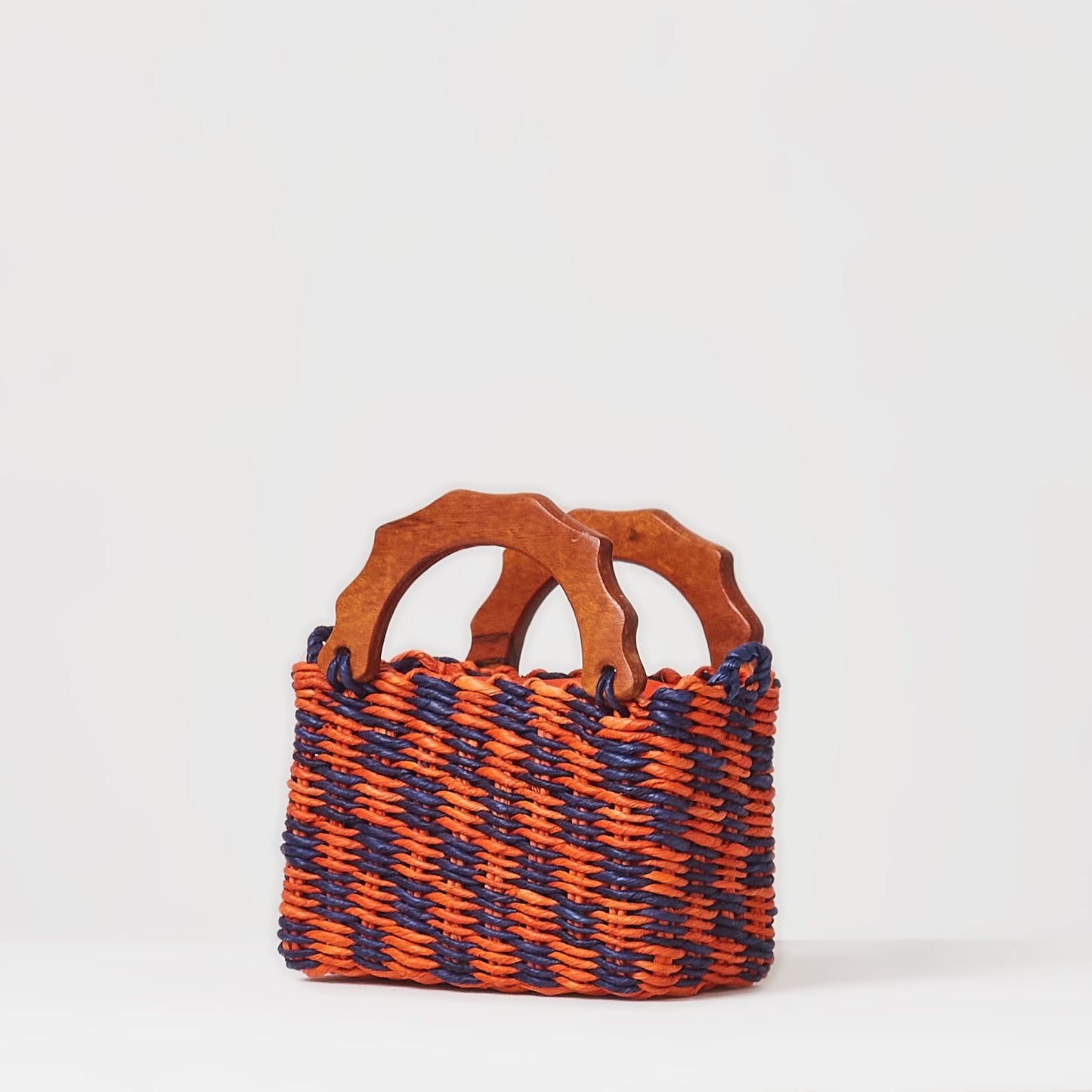 Mini Orange and Blue Plaid Straw