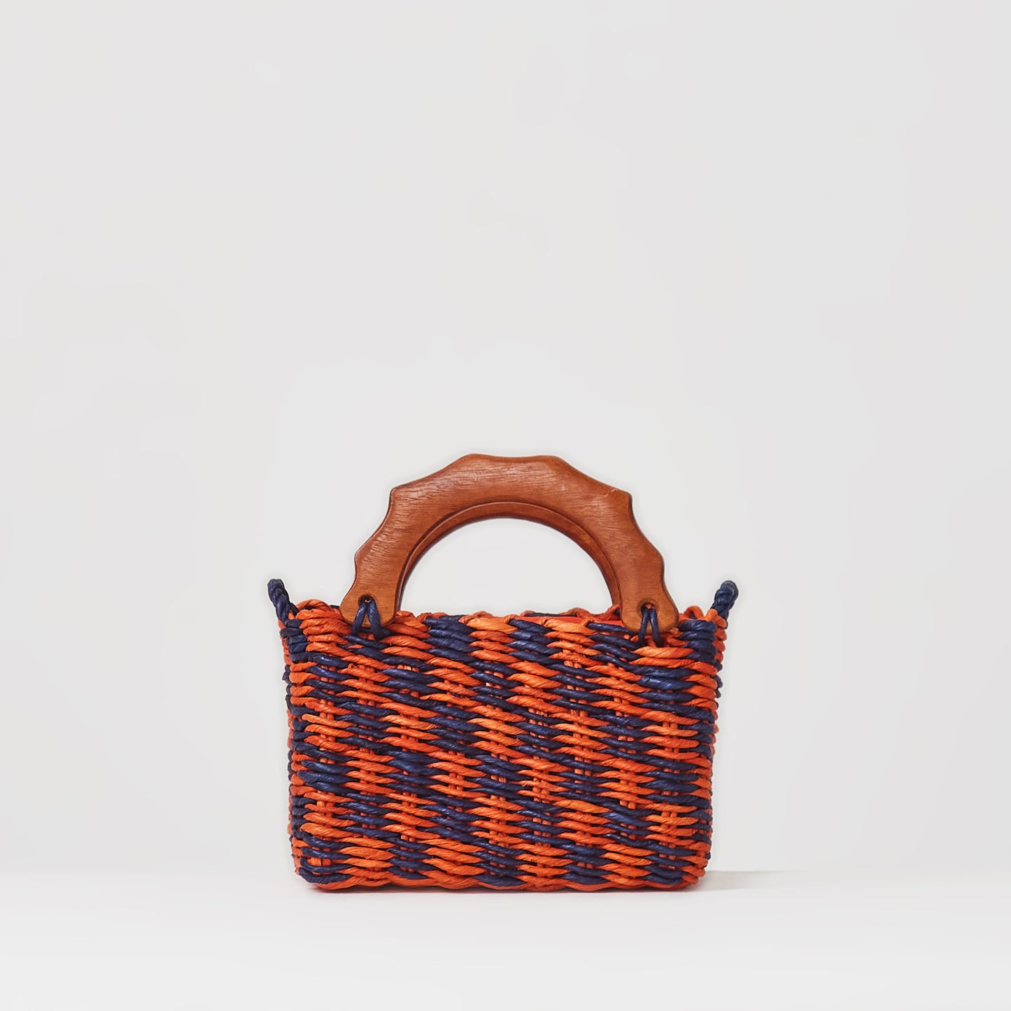 Mini Orange and Blue Plaid Straw